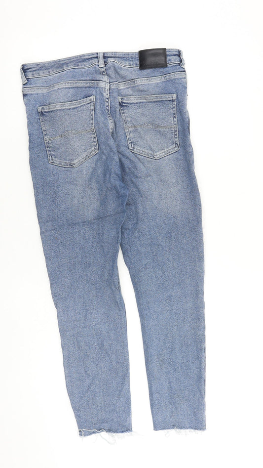 Jack Wills Womens Blue Cotton Skinny Jeans Size 30 in L26 in Regular Zip - Raw Hem