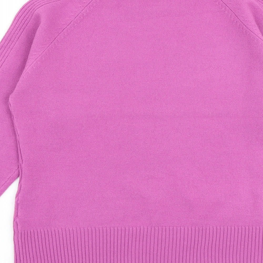Filati Womens Pink High Neck Acrylic Pullover Jumper Size L