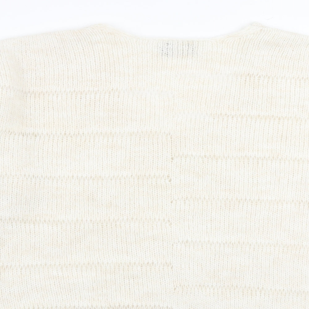 ASOS Womens Beige V-Neck Acrylic Pullover Jumper Size M