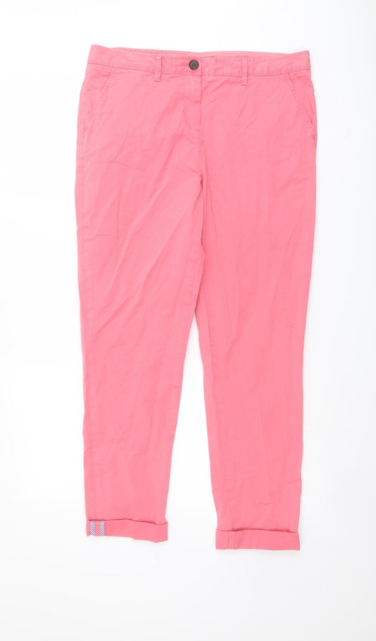 Crew Clothing Womens Pink Cotton Chino Trousers Size 10 L26 in Regular Button
