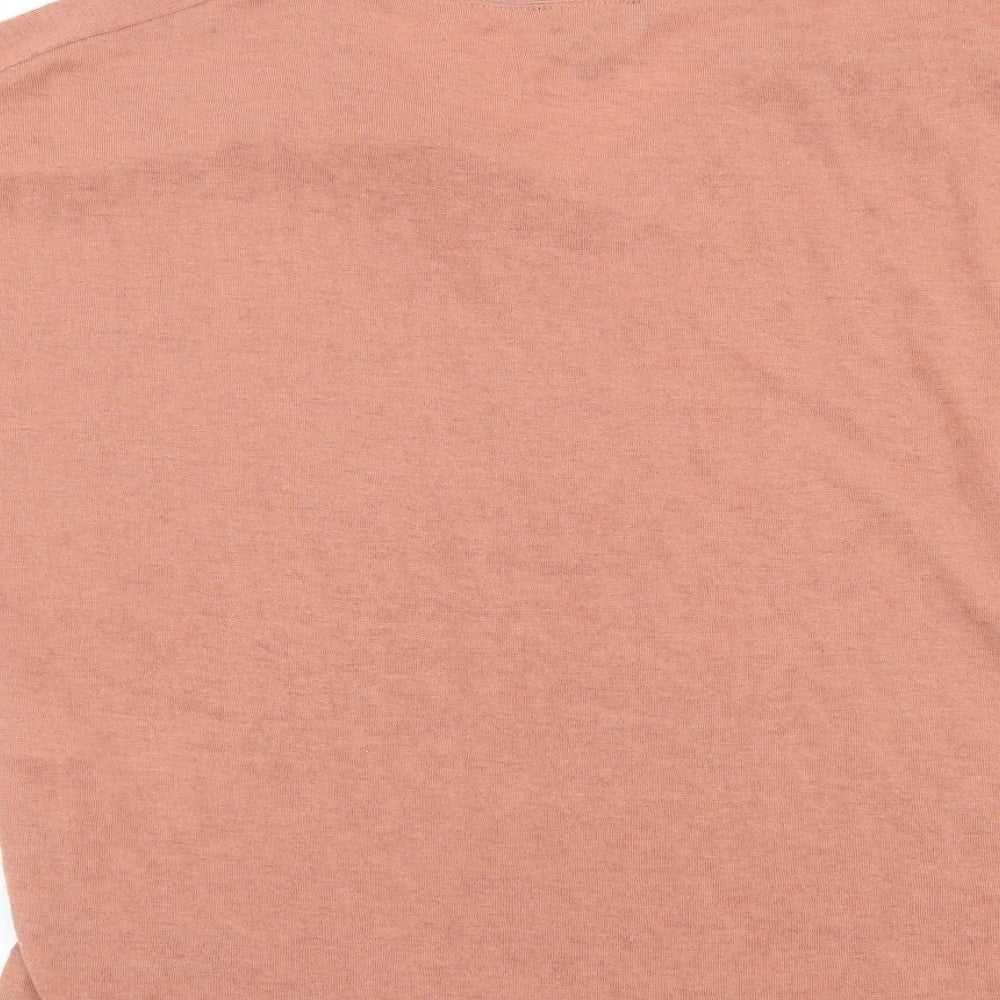New Look Womens Orange Polyester Basic T-Shirt Size M V-Neck