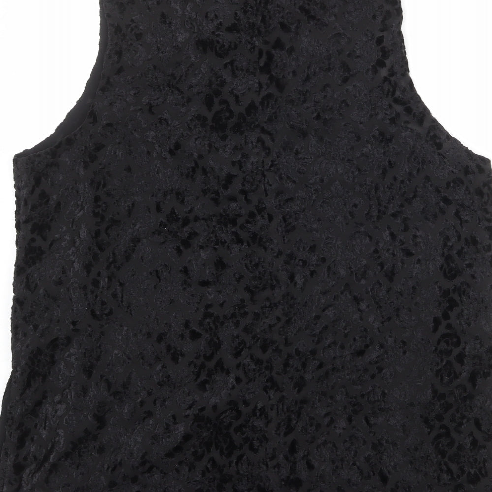 Gap Womens Black Polyester Basic Button-Up Size L Mock Neck - Textured