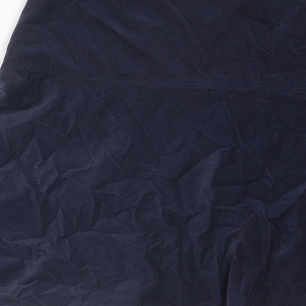 Marks and Spencer Womens Blue Cotton A-Line Skirt Size 8 Zip