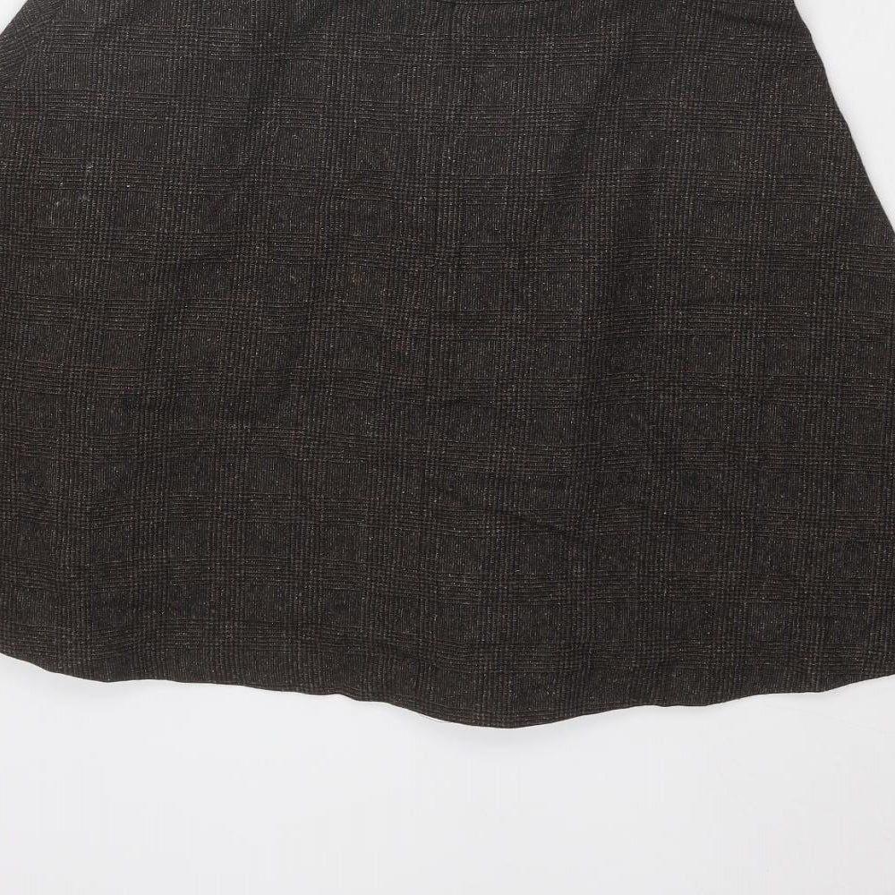 United Colors of Benetton Womens Brown Wool Swing Skirt Size 16 Zip