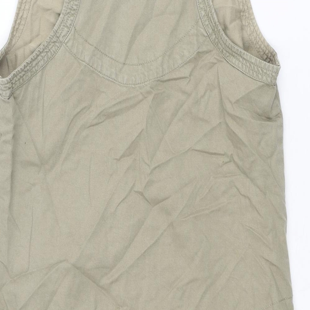 River Island Womens Green Cotton Mini Size 10 Scoop Neck Pullover