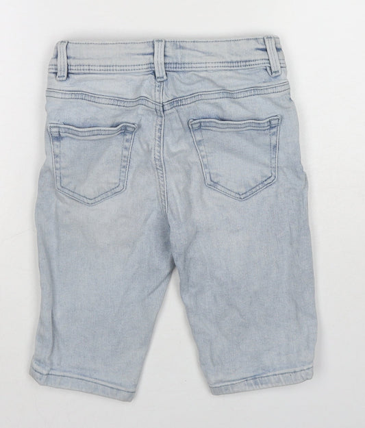 Denim & Co. Boys Blue Cotton Bermuda Shorts Size 7-8 Years Regular Zip - Distressed