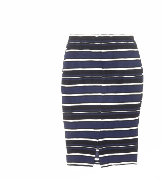Zara Womens Blue Striped Cotton Bandage Skirt Size S