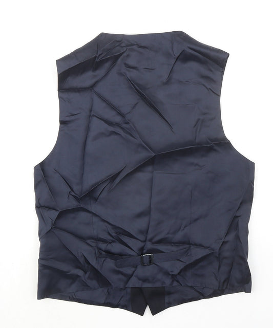 Burton Mens Blue Polyester Jacket Suit Waistcoat Size 40 Regular
