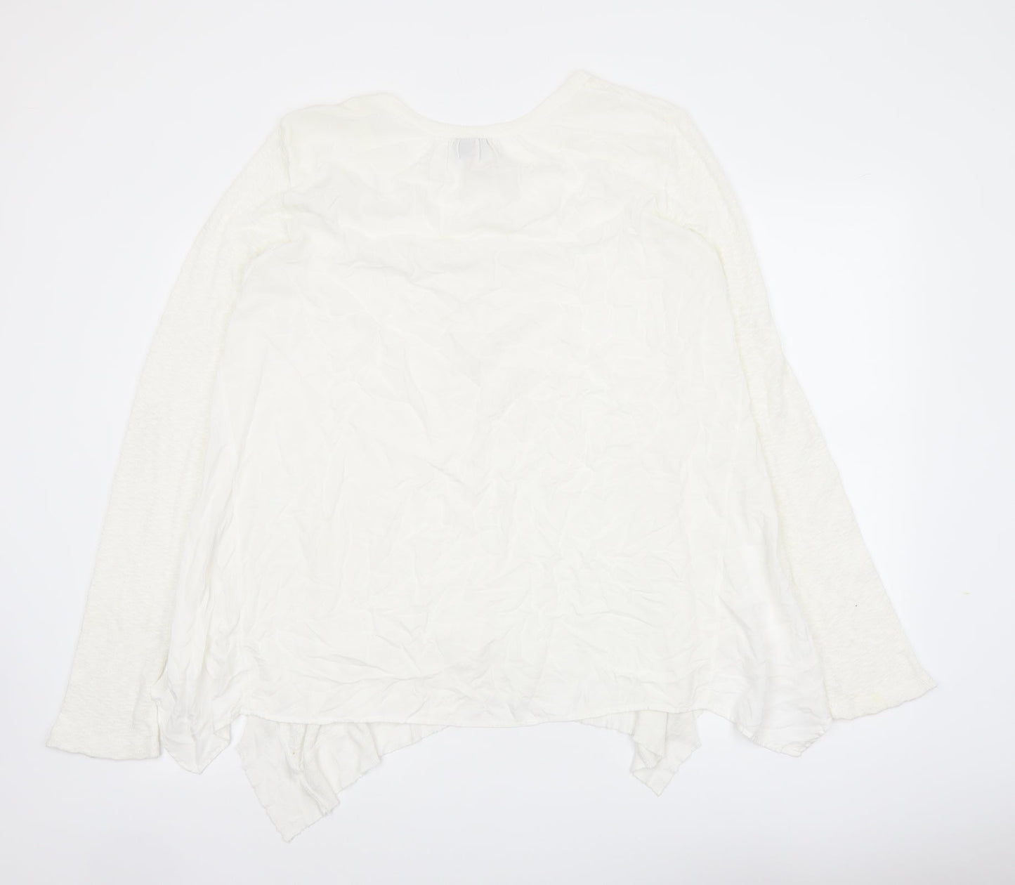 Left of Center Womens Ivory Polyester Basic T-Shirt Size M Boat Neck - Asymmetric Hem