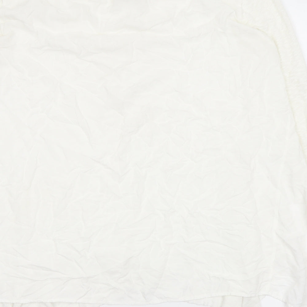 Left of Center Womens Ivory Polyester Basic T-Shirt Size M Boat Neck - Asymmetric Hem