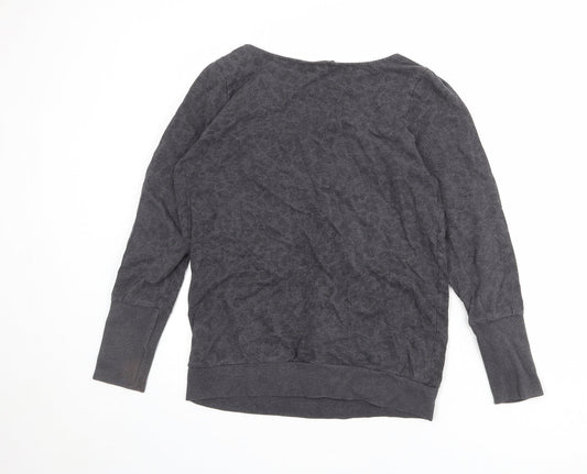 French Connection Womens Grey Animal Print Cotton Pullover Sweatshirt Size L Pullover - Leopard pattern
