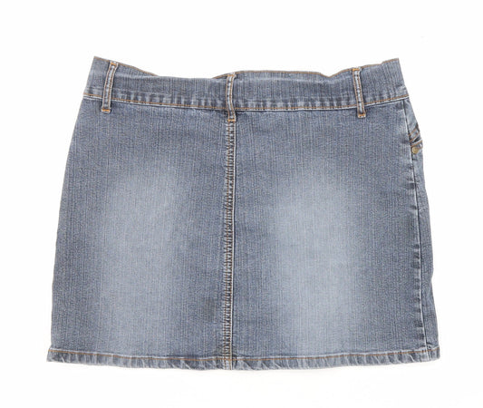 Foxhole Womens Blue Cotton Mini Skirt Size 10 Zip