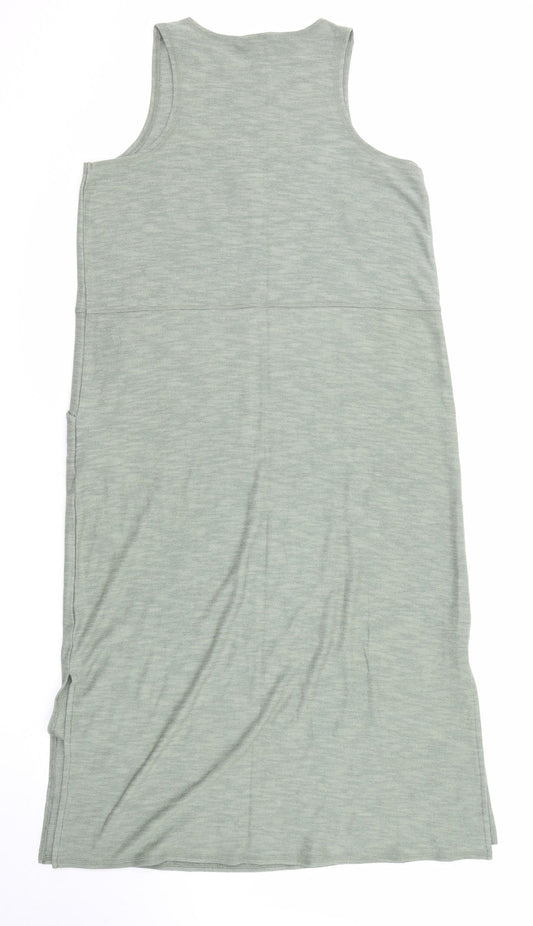 The Lounge Edit Womens Green Cotton A-Line Size 12 Round Neck Pullover