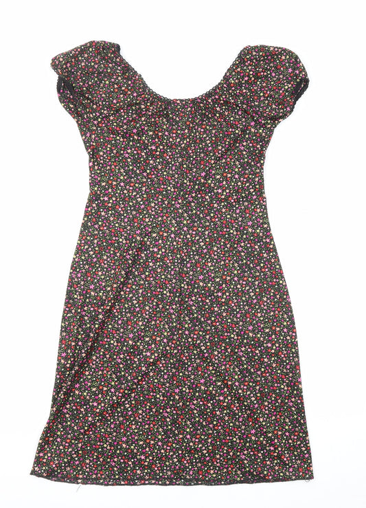 Kit Womens Multicoloured Floral Polyester A-Line Size 10 Off the Shoulder Pullover