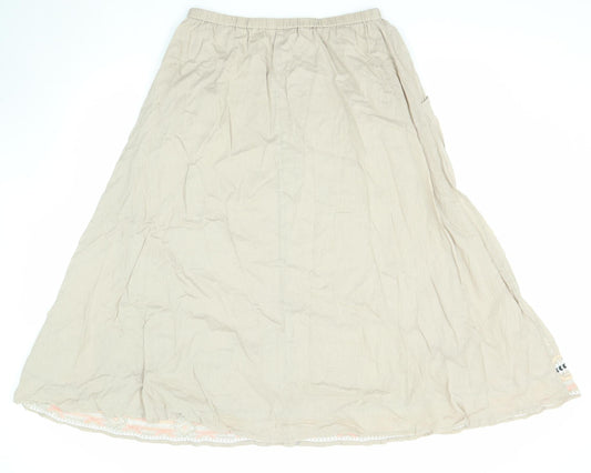 Joanna Hope Womens Beige Cotton A-Line Skirt Size 14