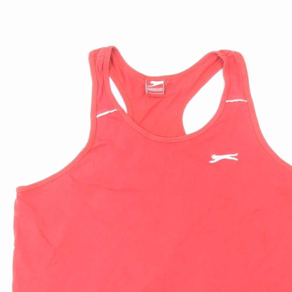 Slazenger Womens Red Polyester Basic Tank Size L Scoop Neck Pullover