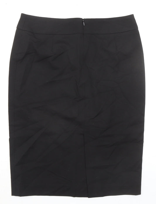 M-PREMIER Womens Black Rayon Straight & Pencil Skirt Size 10 Zip