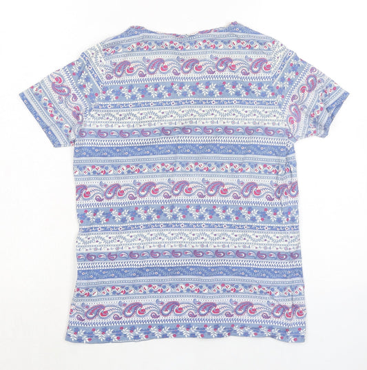 EWM Womens Multicoloured Paisley 100% Cotton Basic T-Shirt Size 10 V-Neck