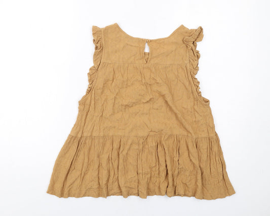 American Eagle Outfitters Womens Beige Viscose Basic Tank Size M Boat Neck