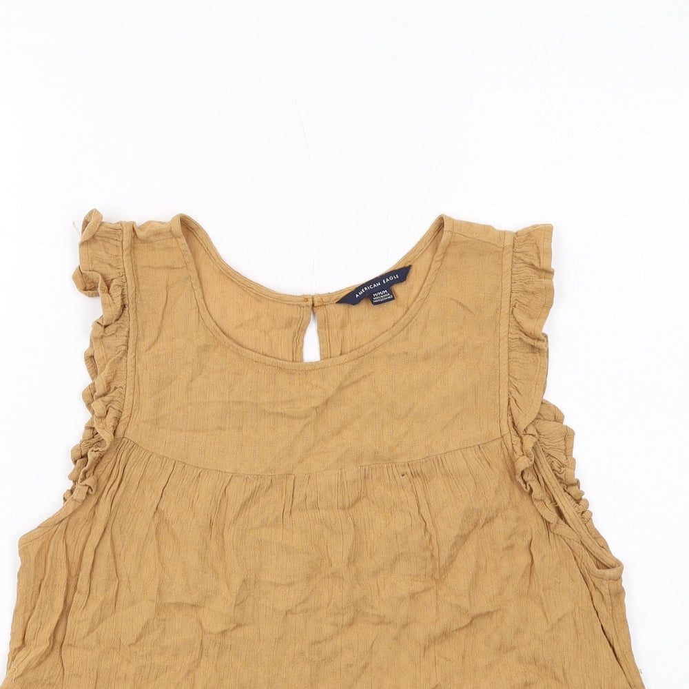 American Eagle Outfitters Womens Beige Viscose Basic Tank Size M Boat Neck