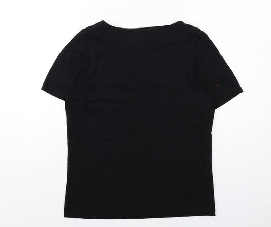 EWM Womens Black Viscose Basic T-Shirt Size S Round Neck
