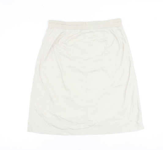 Damart Womens Beige Cotton A-Line Skirt Size 12 Tie