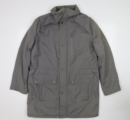Additional front view of Canada men’s grey parka jacket, size M, zip