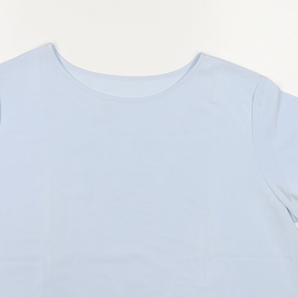 St Michael Womens Blue Polyester Basic T-Shirt Size 16 Round Neck