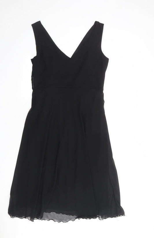 Debenhams Womens Black Polyester A-Line Size 12 V-Neck Zip