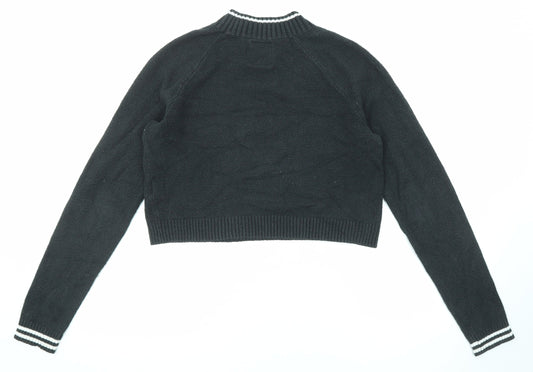 Hollister Womens Black Mock Neck Cotton Pullover Jumper Size S
