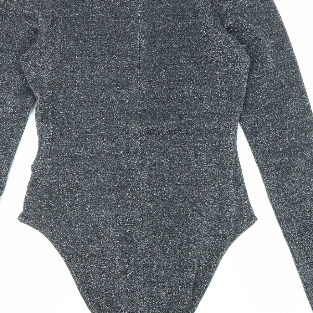 & Other Stories Womens Black Viscose Bodysuit One-Piece Size 10 Snap