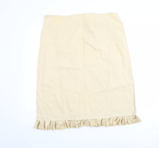 Tippy Womens Beige Floral Cotton Trumpet Skirt Size XL Zip