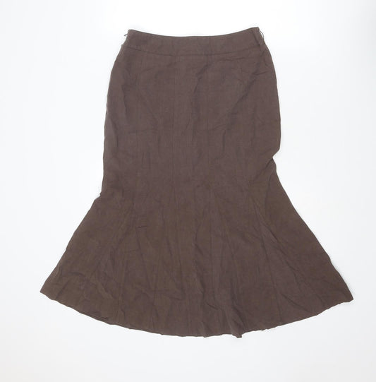 Principles Womens Brown Linen Swing Skirt Size 28 in Zip