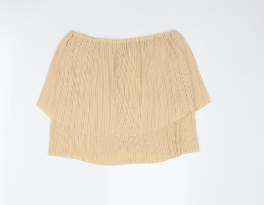 Buuns Bazaar Womens Beige Polyester Pleated Skirt Size 8