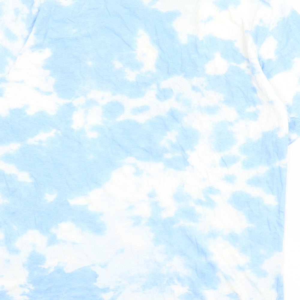 Stranger Things Womens Blue Geometric 100% Cotton Basic T-Shirt Size S Round Neck - Tie Dye