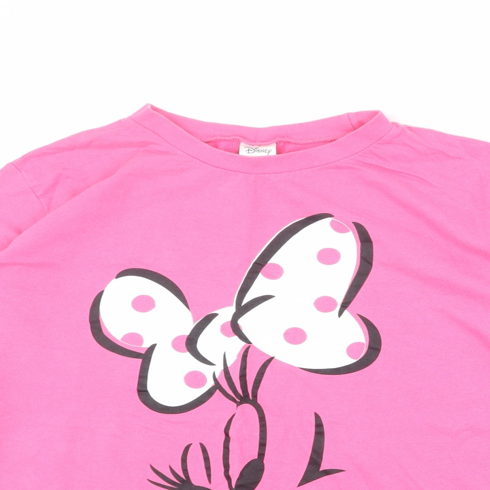 Disney Womens Pink 100% Cotton Basic T-Shirt Size M Crew Neck - Minnie Mouse