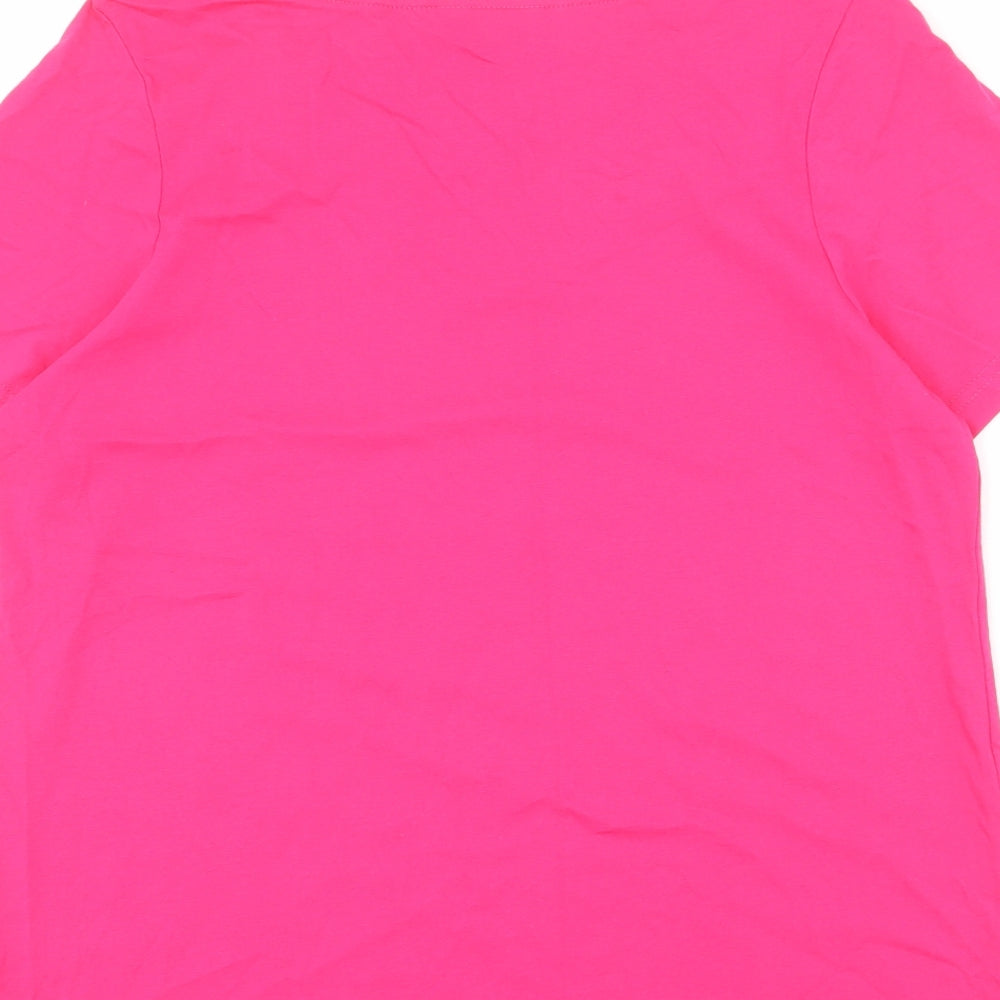 Julipa Womens Pink 100% Cotton Basic T-Shirt Size 16 V-Neck