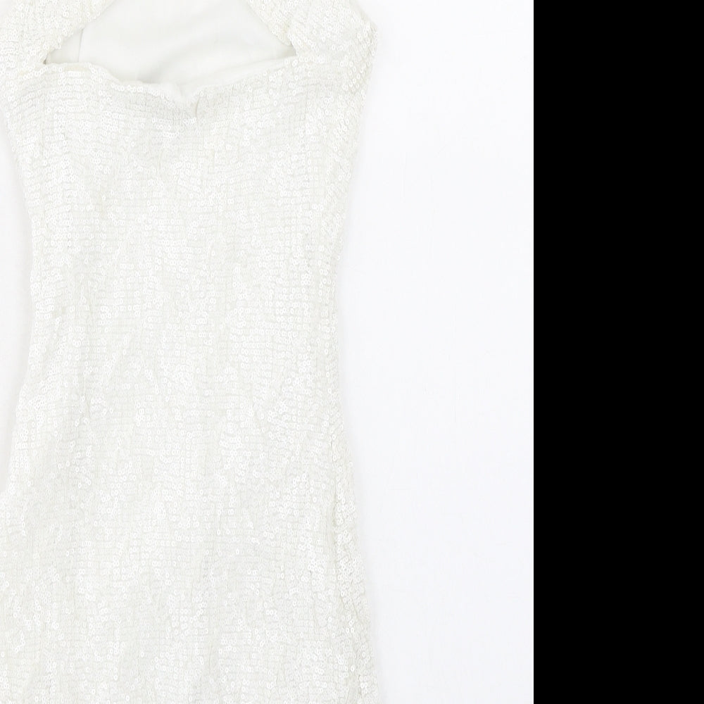 Jane Norman Womens Ivory Polyester Shift Size 12 Round Neck Pullover