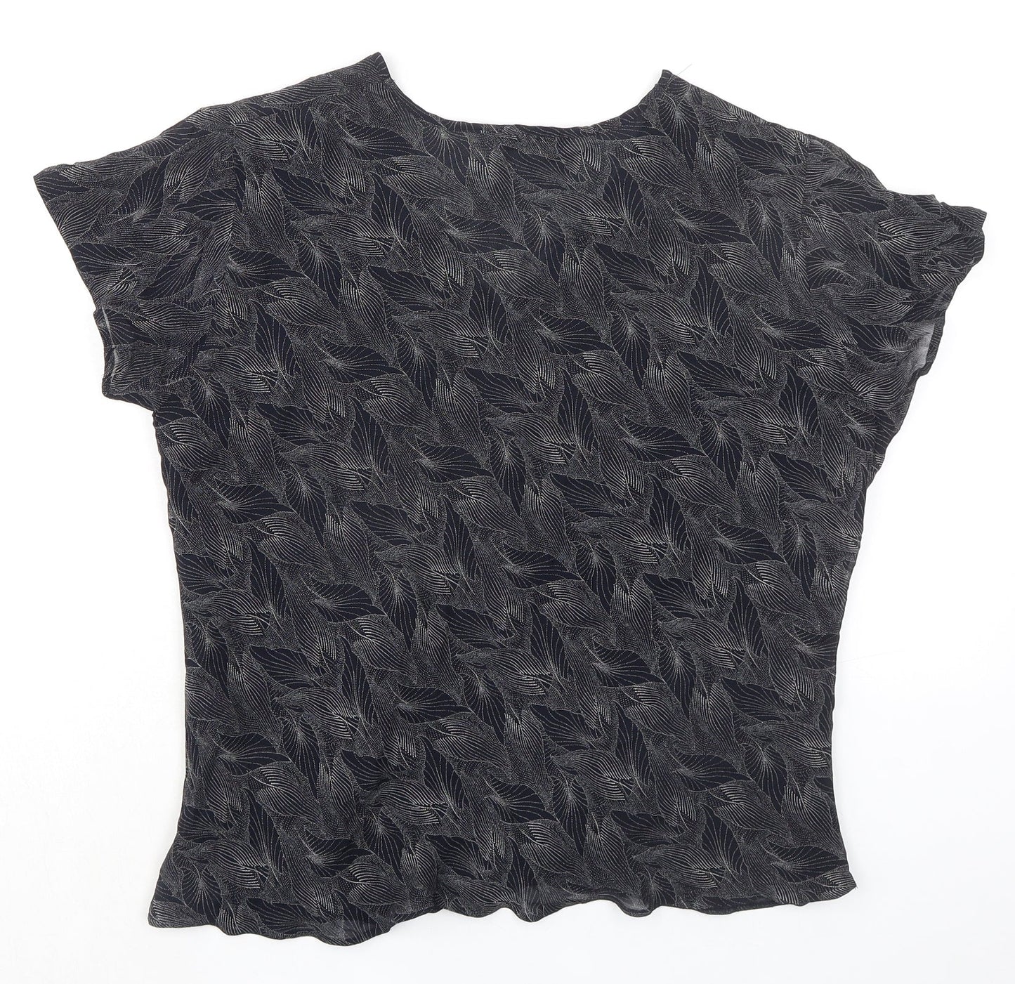 St Michael Womens Blue Viscose Basic T-Shirt Size 12 V-Neck
