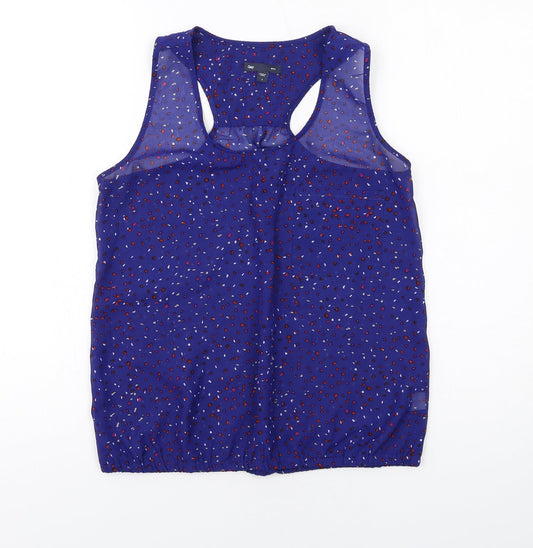 Gap Womens Blue Geometric Polyester Basic Tank Size S Scoop Neck