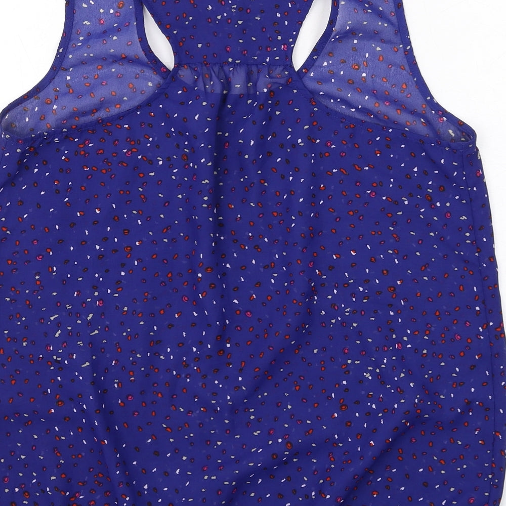 Gap Womens Blue Geometric Polyester Basic Tank Size S Scoop Neck