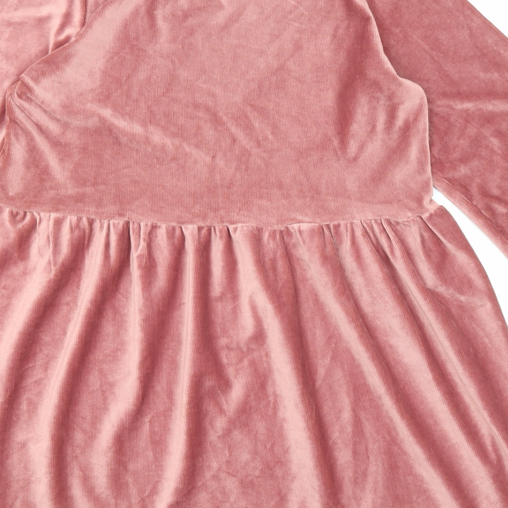 Brand and care label for In the Style women’s pink polyester a-line, size UK 10, round neck pullover