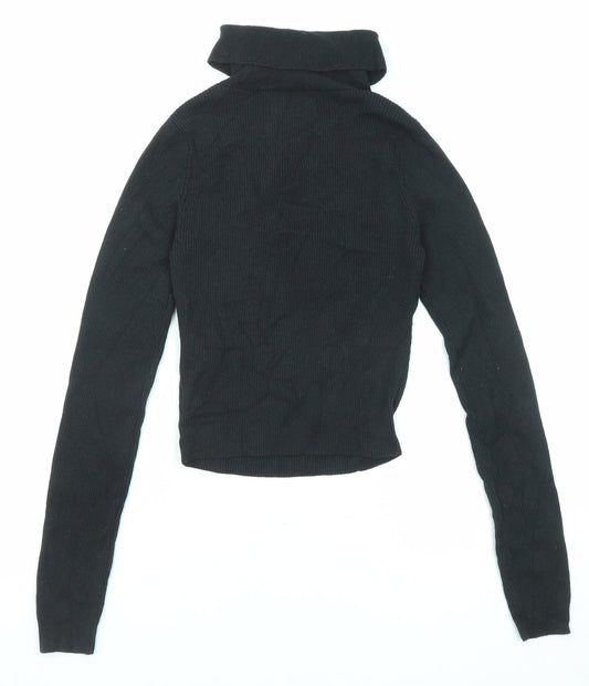 Hollister Womens Black Roll Neck Cotton Pullover Jumper Size S