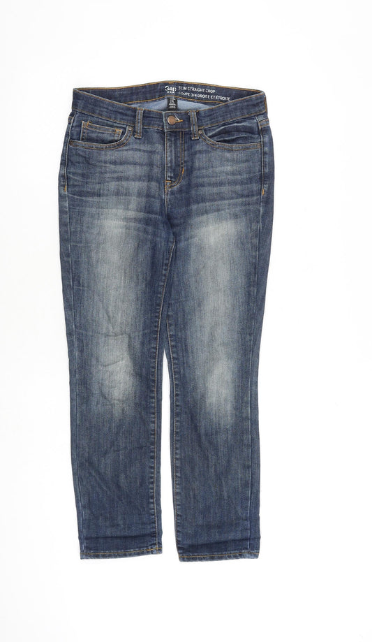 Gap Womens Blue Cotton Straight Jeans Size 6 L26 in Regular Zip