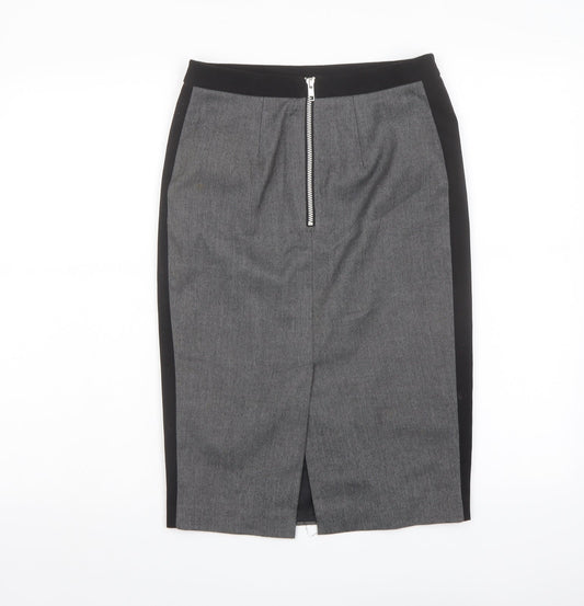 Warehouse Womens Grey Polyester Straight & Pencil Skirt Size 8 Zip