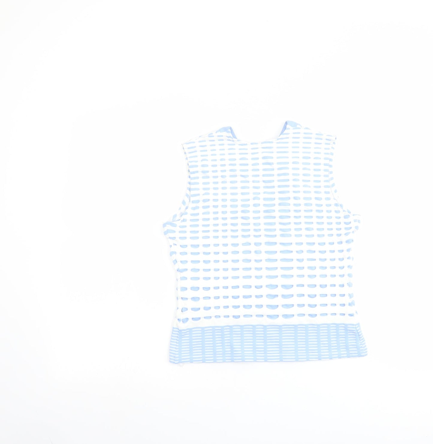 RAYURE Womens Blue Polyamide Cropped Blouse Size 10 Scoop Neck - Textured