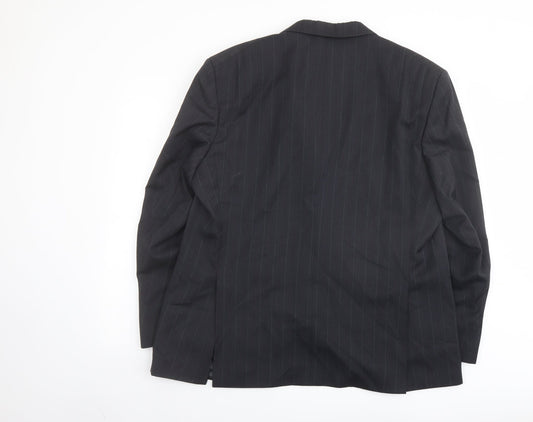 Varteks Mens Grey Striped Polyester Jacket Suit Jacket Size 48 Regular