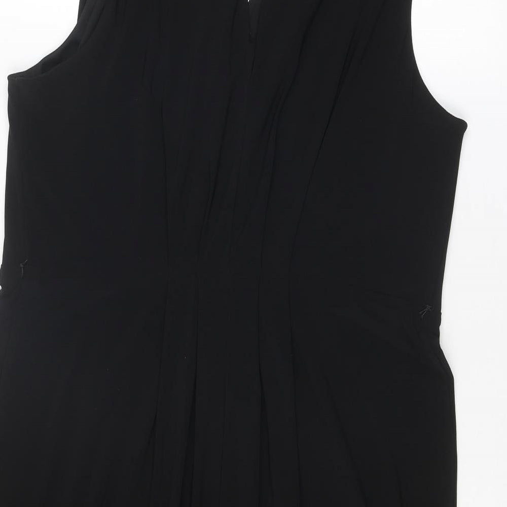 Marks and Spencer Womens Black Polyester Shift Size 18 Round Neck Button
