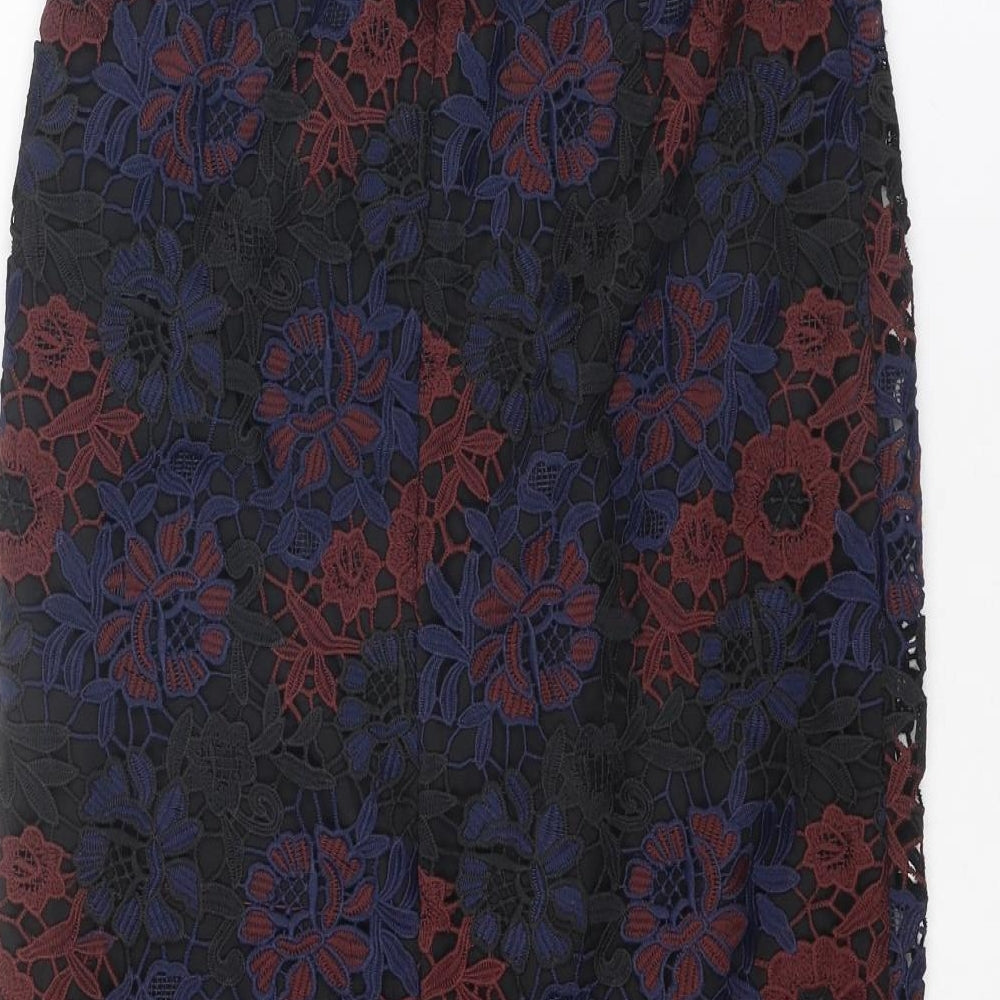 Topshop Womens Multicoloured Floral Polyester A-Line Skirt Size 8 Zip