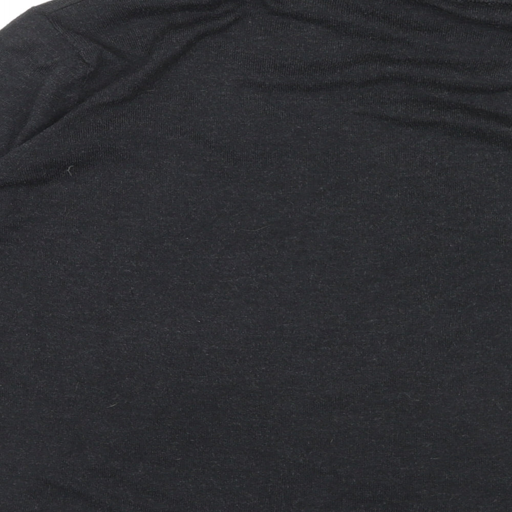 Brand and care label for Canada women’s black roll neck polyester jumper, size L